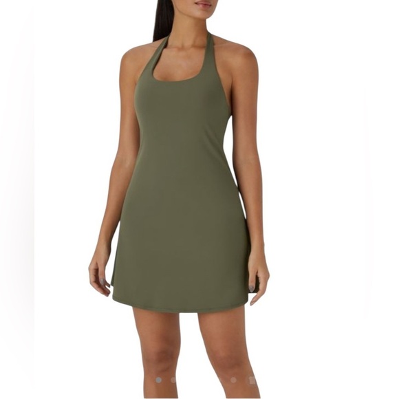 HALARA Dresses & Skirts - Halara Softlyzero™ Plush Halter New NWT Green Backless Active Dress Size XS
